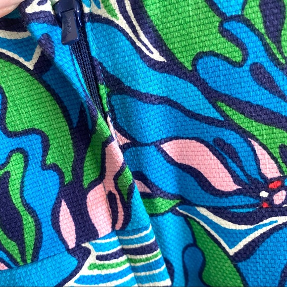 Lily Pulitzer Strapless Floral Sheath Dress XS 00 Blue & Pink - Picture 8 of 9